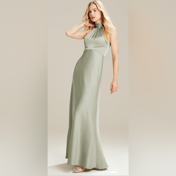 AW Bridal Sage Green Black Tie Dress - Picture 2 of 4